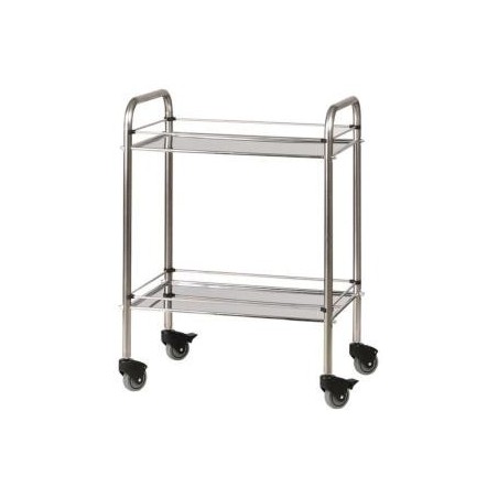 GUÉRIDON MÉDICAL INOX 2 PLATEAUX FIXES