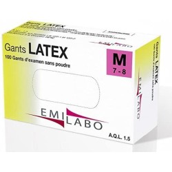 Gant examen Latex Non poudré jetable EMILABO Taille L