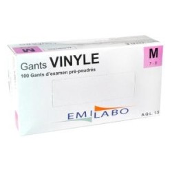 Gant examen Vinyle Non poudré jetable EMILABO Small