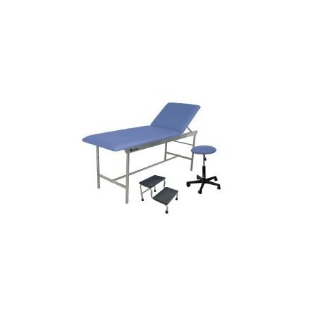 PACK DIVAN D EXAMEN+TABOURET+ MARCHEPIED 2 MARCHES INOX bleu