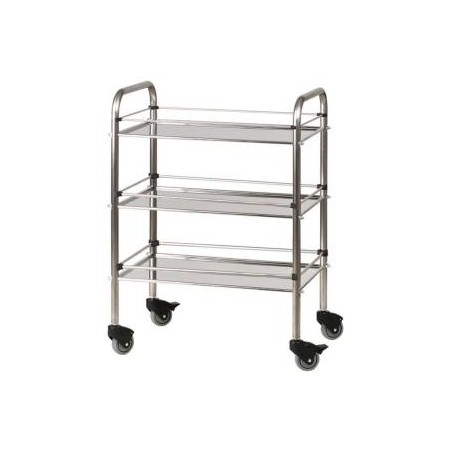 GUÉRIDON MÉDICAL INOX 3 PLATEAUX FIXES