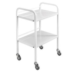 Guéridon Médical Inox blanc 2 Plateaux fixes pas cher