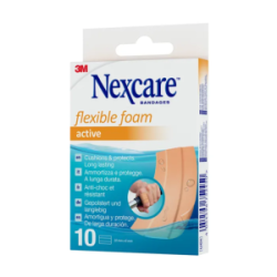 Pansement 3m Nexcare Flexible Foam Active, 10 Bandes de 10x6 cm