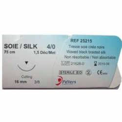 Sutures Chirurgicales Soie Noire Peters Surgical 3/8 18 mm