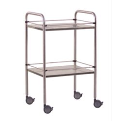 Guéridon médical 2 plateaux inox avec galeries 60x40x80 cm