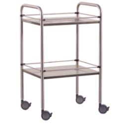 Guéridon médical 2 plateaux inox avec galeries 60x40x80 cm