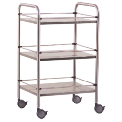 Guéridon médical 3 plateaux inox avec galeries 60x40x80 cm