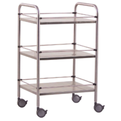Guéridon médical 3 plateaux inox avec galeries 60x40x80 cm